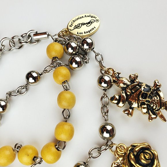 ED HARDY VINTAGE Style Bracelet/Authentic, Stainless Steel/Death or glory triple - Picture 3 of 5